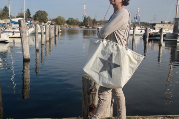 Segeltuchtasche große Beachtasche grauer Stern